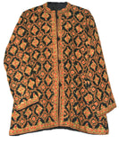 Kashmiri Woolen Jacket Black, Multicolor Embroidery #AO-0322