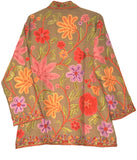 Kashmiri Woolen Jacket Beige, Multicolor Embroidery #AO-033