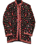 Kashmiri Woolen Jacket Black, Multicolor Embroidery #AO-038