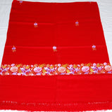 Red Multicolor Embroidery Woolen Shawl Wrap Throw #WS-108