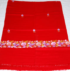 Red Multicolor Embroidery Woolen Shawl Wrap Throw #WS-108