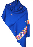 Hand Embroidered Woolen Shawl Wrap Throw Blue, Multicolor #WS-128