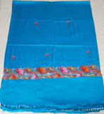 Kashmiri Woolen Shawl Wrap Throw Sky Blue, Multicolor  #WS-138