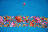 Kashmiri Woolen Shawl Wrap Throw Sky Blue, Multicolor  #WS-138