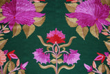 Kashmir Wool Shawl Wrap Throw Green, Multicolor Embroidery #WS-151