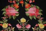 Kashmir Wool Shawl Wrap Throw Black, Multicolor Embroidery #WS-153
