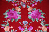 Kashmir Wool Shawl Wrap Throw Maroon, Multicolor Embroidery #WS-154