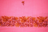 Pink Multicolor Embroidery Woolen Shawl Wrap Throw #WS-103