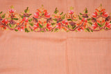 Peach Multicolor Embroidery Woolen Shawl Wrap Throw #WS-106
