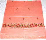 Peach Multicolor Embroidery Woolen Shawl Wrap Throw #WS-106