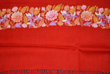 Red Multicolor Embroidery Woolen Shawl Wrap Throw #WS-108