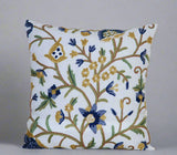 Crewel Embroidered Linen Cushion Cover, Multicolor #CW601