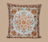 Crewel Embroidered Silk Cushion Pillow Cover, Multicolor #CW2019