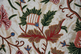 Silk Crewel Embroidered Fabric Gold, Multicolor #SL712