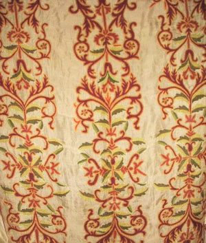 Silk Organza Crewel Embroidered Sheer Fabric Gold, Multicolor #SL103