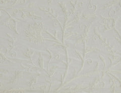 Cotton Crewel Embroidered Fabric Tree of Life, White on White #DDR021