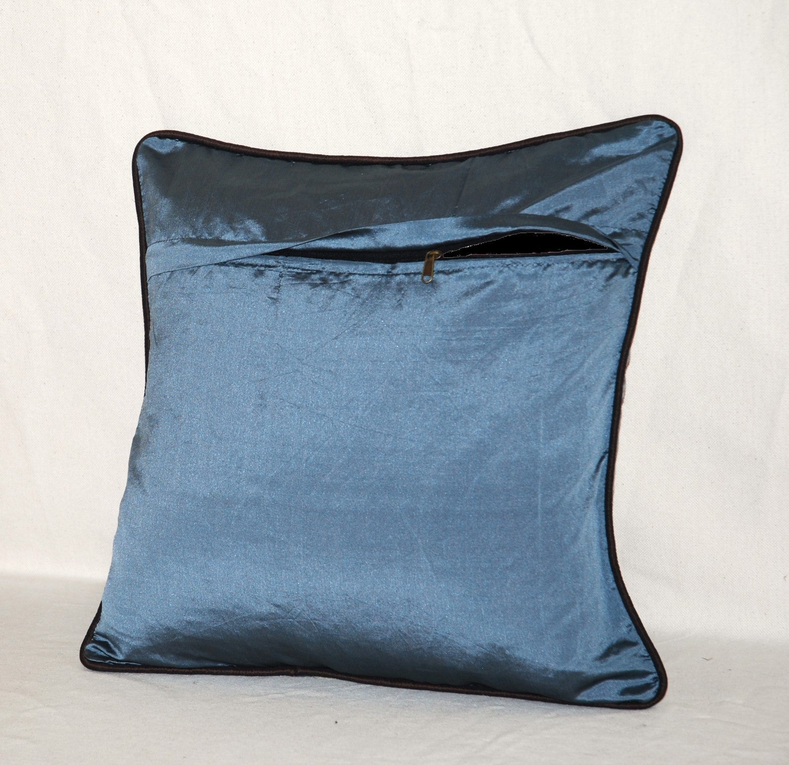 Crewel Chenille Velvet Throw Pillow Cushion Cover "Maple" Teal, Multicolor #CW512