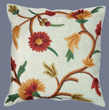 Velvet Crewel Pillow Cushion Cover Green, Multicolor #CW506