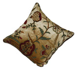 Velvet Crewel Pillow Cushion Cover Gold, Multicolor #CW526