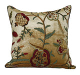 Velvet Crewel Pillow Cushion Cover Gold, Multicolor #CW526