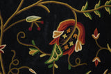 Velvet Crewel Embroidered Fabric Black, Multicolor #CV303