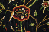 Velvet Crewel Embroidered Fabric Black, Multicolor #CV303