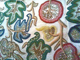 Custom Crewel Embroidered Fabric, Multicolor Embroidery #3313