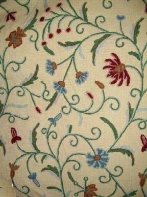 Custom Made Crewel Embroidered Pre-Order Fabric Beige, Multicolor #3326