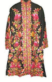 Kashmiri Woolen Coat Black, Multicolor Embroidery #AO-108