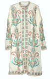 Kashmiri Woolen Coat Off-White, Multicolor Embroidery #AO-123