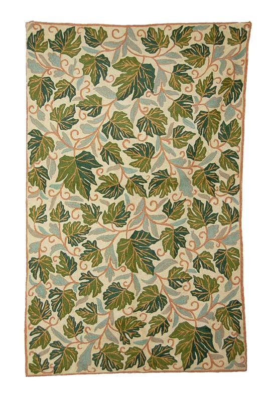 ChainStitch Tapestry Woolen Area Rug, Multicolor Embroidery 2.5x4 feet #CWR10106
