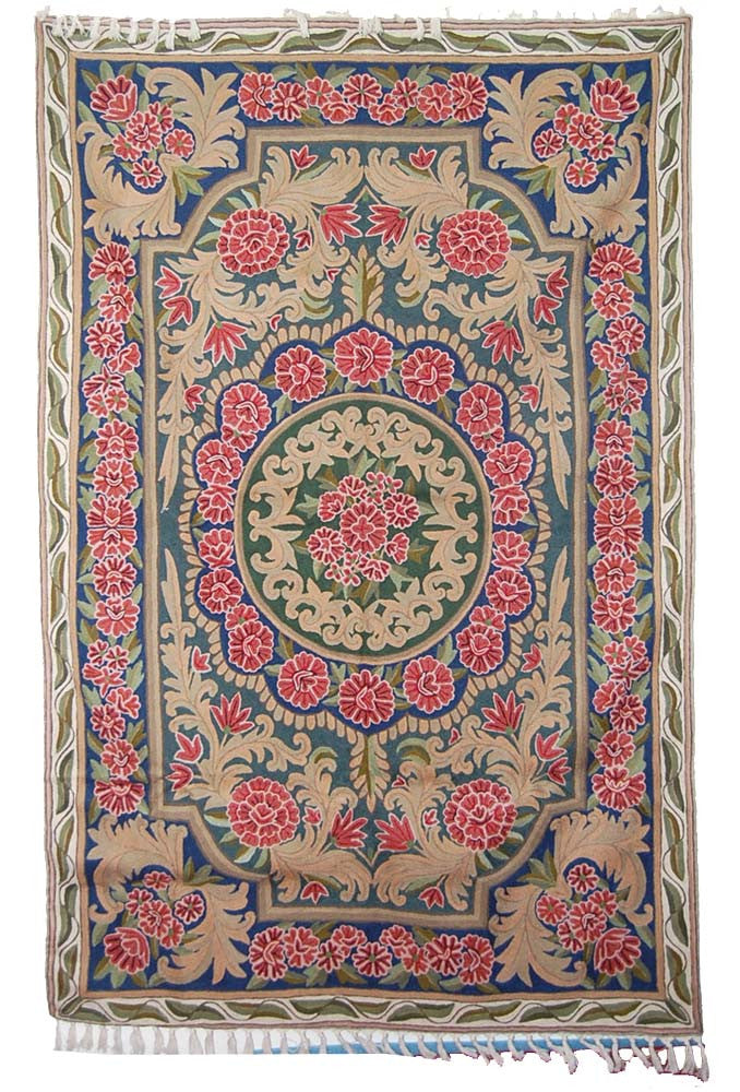 ChainStitch Tapestry Wall Hanging Area Rug, Multicolor Embroidery 6x4 feet #CWR24102