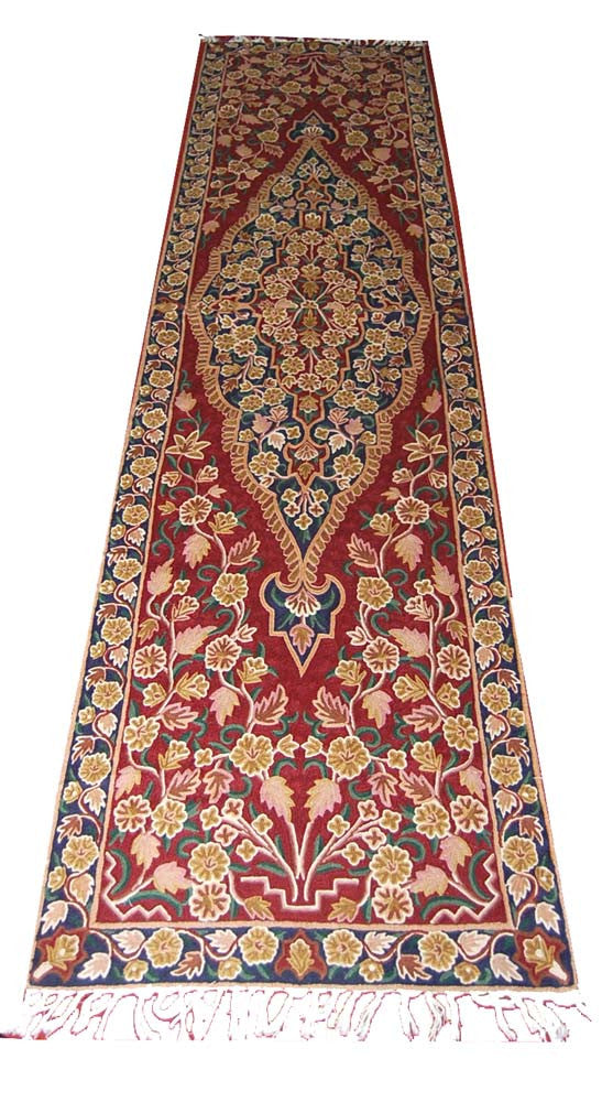ChainStitch Tapestry Wall Hanging Area Rug, Multicolor Embroidery 10x2.5 feet  #CWR25101