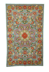 Hand Embroidered Area Rug, Tapestry Wool Rug, Multicolor 3x5 feet #CWR15108