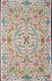 Hand Embroidered Area Rug, Tapestry Wool Rug, Beige and White 2x3 feet #CWR6113