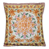 Crewel Sillk Embroidered Cushion Cover, Multicolor #CW2007