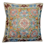 Crewel Silk Embroidered Cushion Cover, Multicolor #CW2012