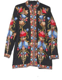Kashmiri Woolen Jacket Black, Multicolor Embroidery #AO-0052