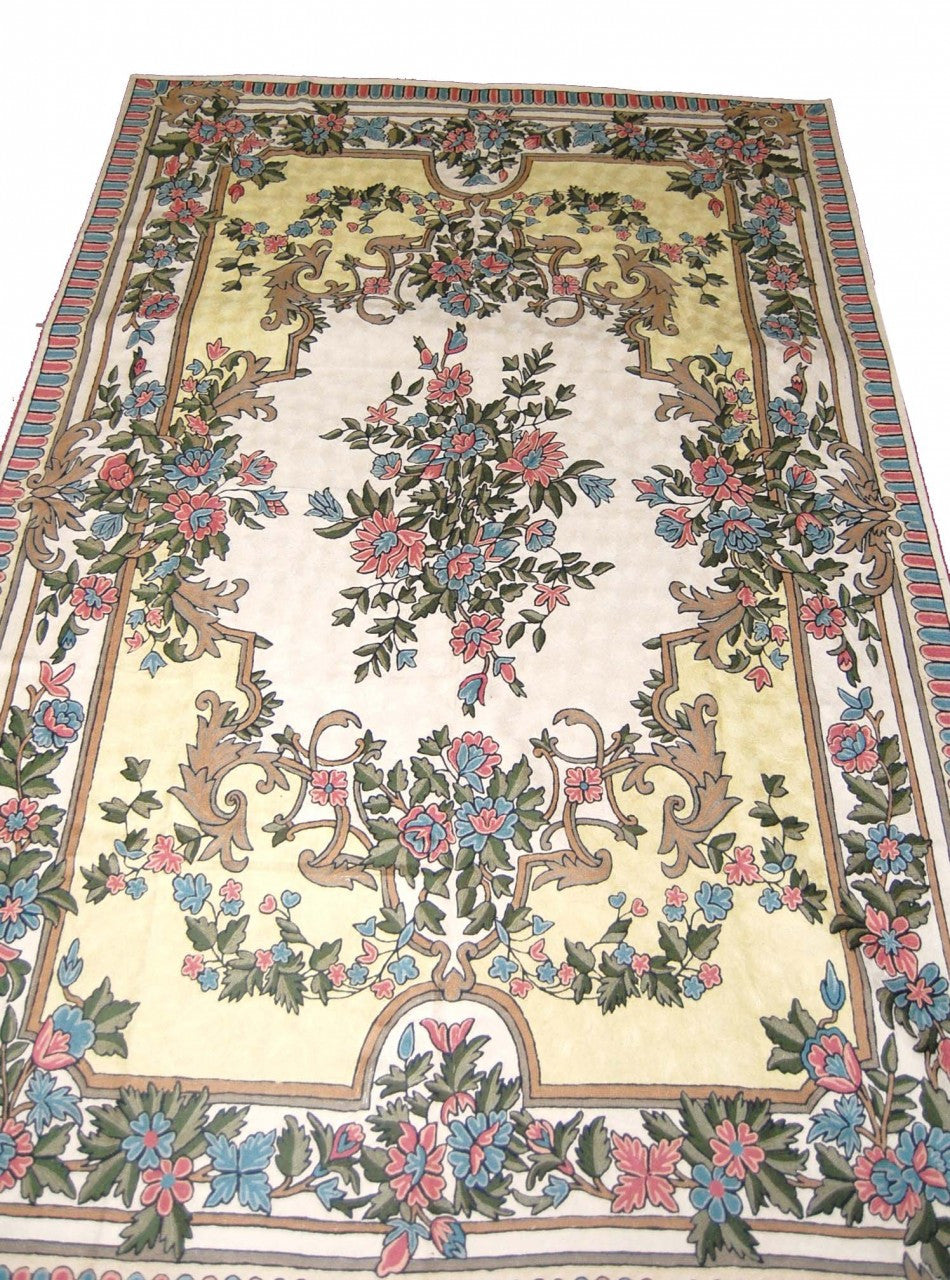 ChainStitch Tapestry Woolen Area Rug, Multicolor Embroidery 6x9 feet #CWR54102