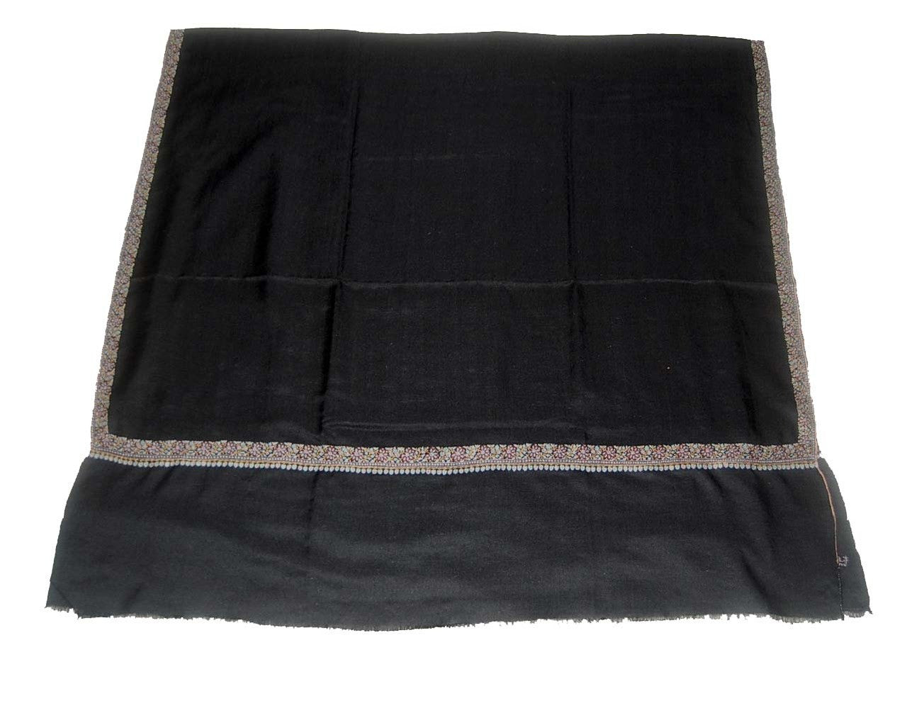 Kashmir Pashmina "Cashmere" Embroidered Shawl Black, Multicolor #PDR-003