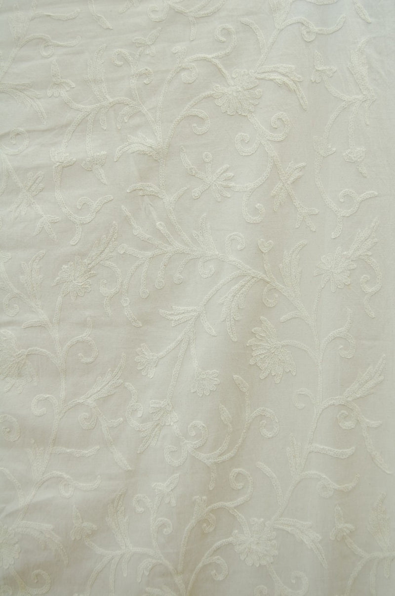 Cotton Crewel Embroidered Bedspread Jacobean, White on White #TML1502 ...