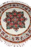 Hand Embroidered Area Rug, Tapestry Wool Rug, Multicolor 4 feet Round #CWR16101