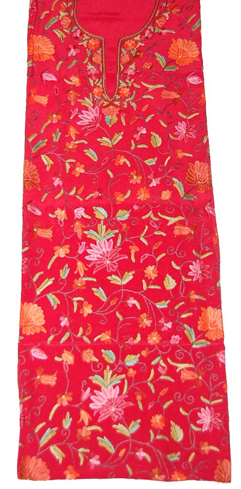 Crepe Silk Salwar Kameez Red, Multicolor Embroidery #FS-910