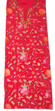 Crepe Silk Salwar Kameez Suit Unstitched Fabric Red, Multicolor Embroidery #FS-910