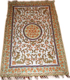 Chain Stitch Tapestry Silk Rug, Multicolor Embroidered 6x4 feet #CWR24201