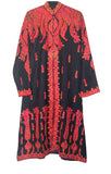 Woolen Coat Long Jacket Black, Multicolor Embroidery #SH-104