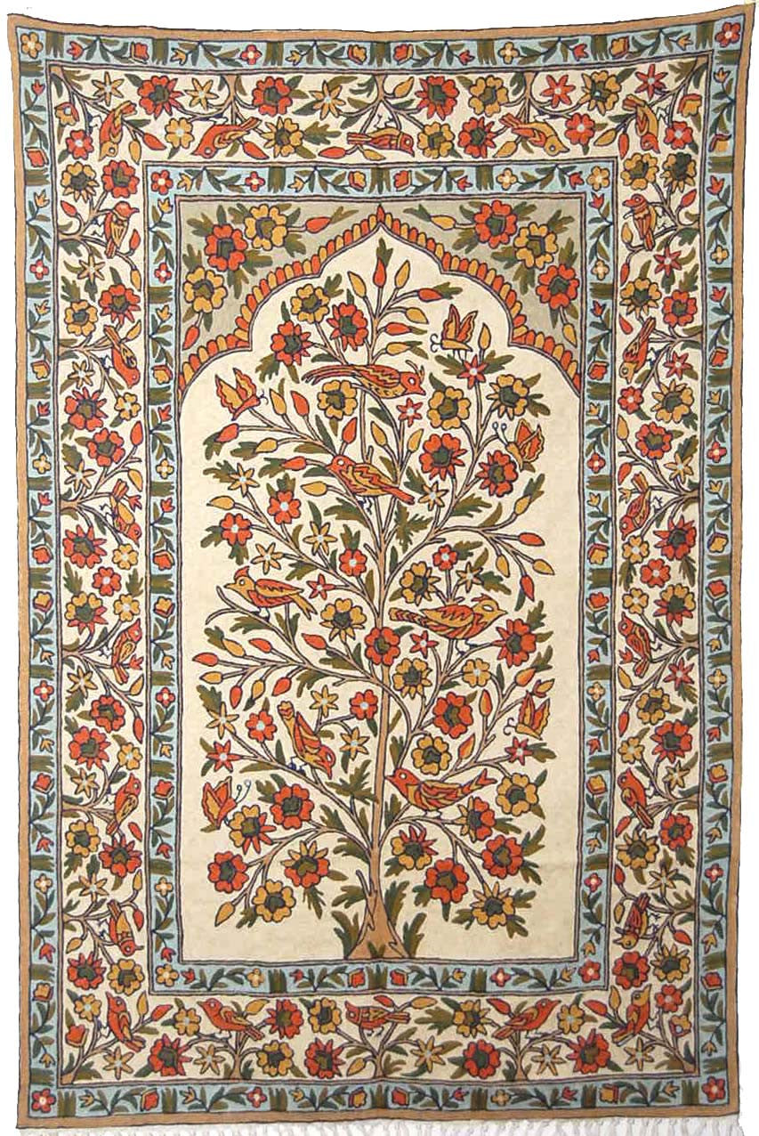 ChainStitch Tapestry Wall Hanging Area Rug, Multicolor Embroidery 6x4 feet #CWR24105