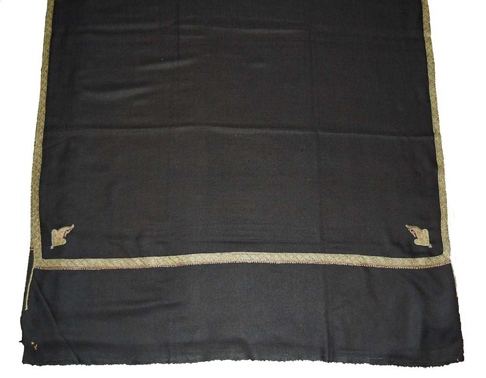 Handloom Pashmina "Cashmere" Embroidered Shawl Black, Multicolor #PDR-001
