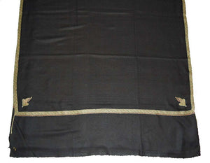 Kashmir Pashmina "Cashmere" Embroidered Shawl Black, Multicolor #PDR-001