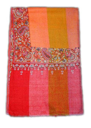Handloom Pashmina "Cashmere" Embroidered Shawl Multicolor, Multicolor #PDR-010